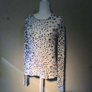 Zara Animal Print Long Sleeve Sheer Top Size Small